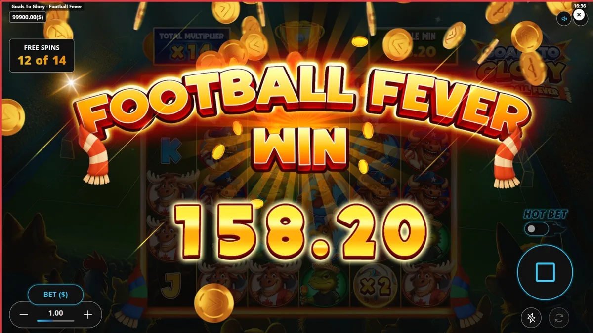Estádio de futebol animado com animais atletas em Goals to Glory Football Fever